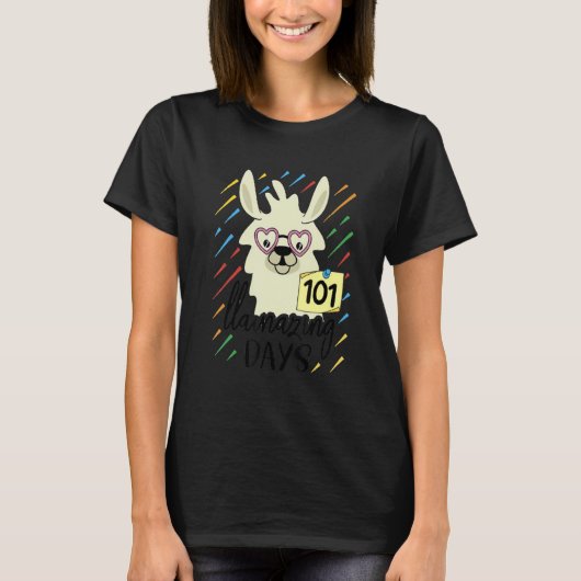 Llama & Alpaca Lovers cute 101 Llamazing Days of s T-shirt (Voorkant)