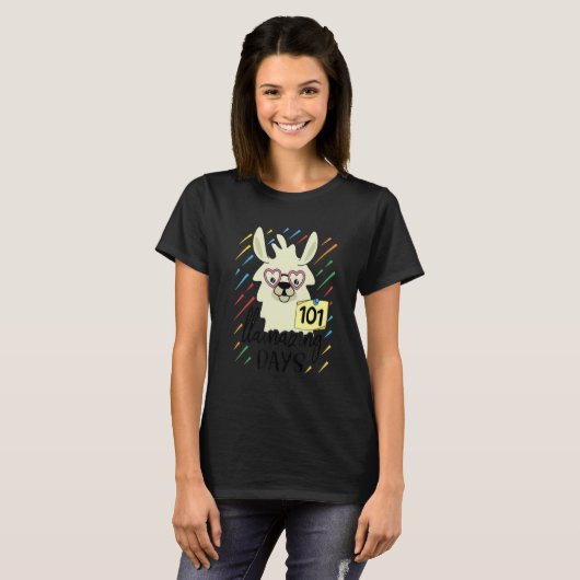 Llama & Alpaca Lovers cute 101 Llamazing Days of s T-shirt (Voorkant volledig)