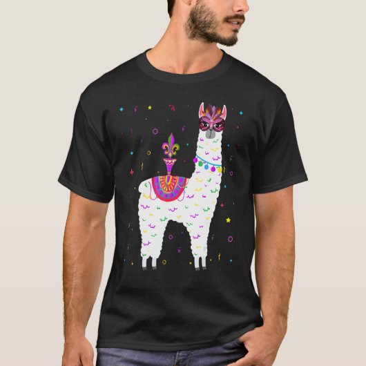Llama Alpaca Mardi Gras Alpaca Fat Dinsdag B T-shirt (Voorkant)