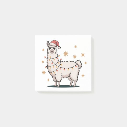 Llama Alpaca Met Kerstman Hoed En Kerstlicht Post-it® Notes (Voorkant)