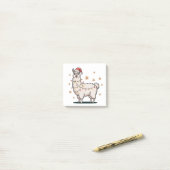 Llama Alpaca Met Kerstman Hoed En Kerstlicht Post-it® Notes (Op bureau)