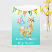 Llama Alpaca No Prob-llama Birthday Kaart (Gele Bloem)