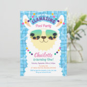 Llama Alpaca Pool Party Kinderen van afgelopen dag Kaart (Staand voorkant)