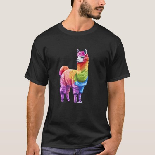 Llama Alpaca Regenboog Trots T-shirt (Voorkant)