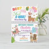 Llama Alpaca rijdt door verjaardagsparade Kaart (Staand voorkant)