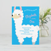 Llama Alpaca Schattigee Kinder 1e verjaardag Kaart (Staand voorkant)