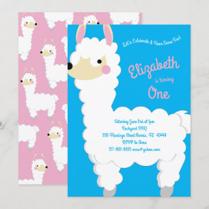 Llama Alpaca Schattigee Kinder 1e verjaardag Kaart