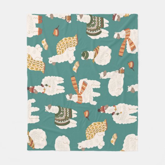 Llama Alpaca trui Naadloos patroon. Fleece Deken (Voorkant)