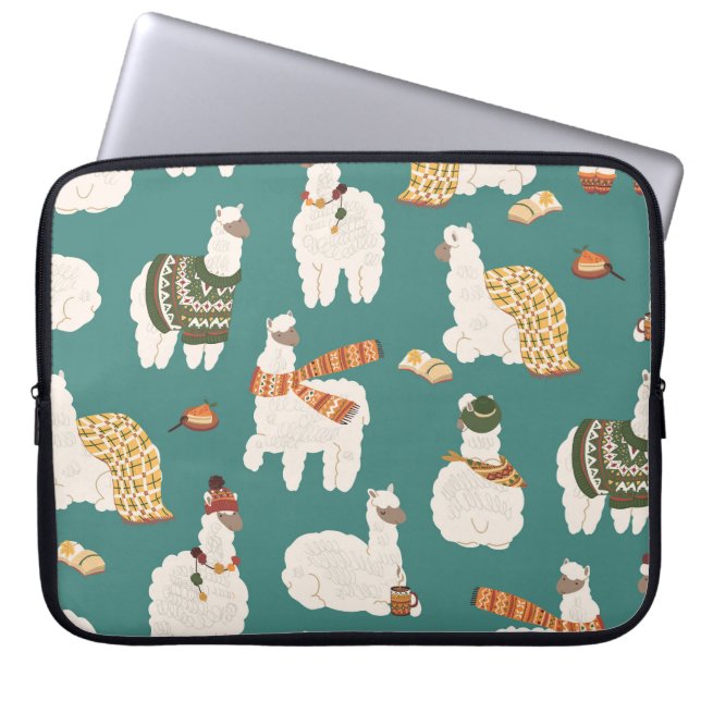 Llama Alpaca trui Naadloos patroon. Laptop Sleeve (Voorkant)