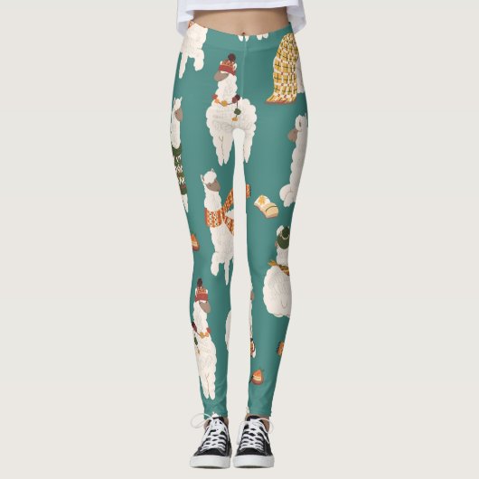 Llama Alpaca trui Naadloos patroon. Leggings (Voorkant)