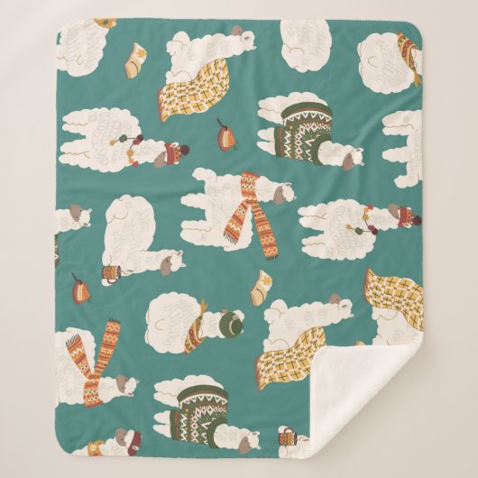 Llama Alpaca trui Naadloos patroon. Sherpa Deken (Voorkant)