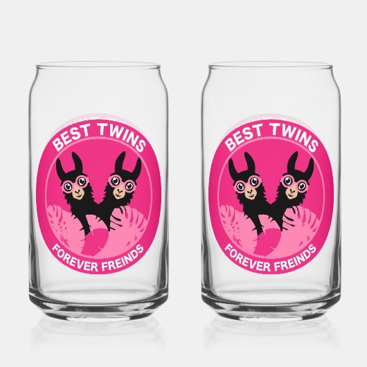 Llama Alpaca Twin Meisje Blikvorm Glas (Voorkant)
