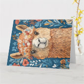 Llama Alpaca Verjaardag Elke Leeftijd Gevouwen Wen Kaart (Gele Bloem)