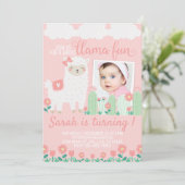 Llama Alpaca verjaardagsfeest uitnodiging (Staand voorkant)