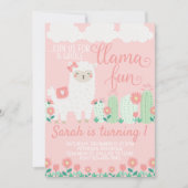 Llama Alpaca verjaardagsfeest uitnodiging (Voorkant)