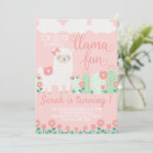 Llama Alpaca verjaardagsfeest uitnodiging (Staand voorkant)