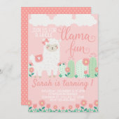 Llama Alpaca verjaardagsfeest uitnodiging (Voorkant / Achterkant)