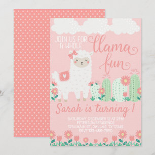 Llama Alpaca verjaardagsfeest uitnodiging