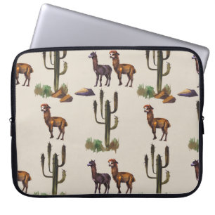 Llama alpaca wilde dieren, waterverf. laptop sleeve
