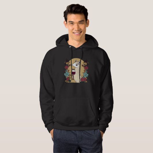 Llama Alpaca Wine Design Alpaca Llama Hoodie (Voorkant volledig)