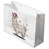 Llama Alpaca With Santa Hat And Christmas Light Groot Cadeauzakje (Voorkant Gekanteld)