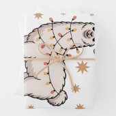 Llama Alpaca With Santa Hat And Christmas Light Inpakpapier Vel (In situ)