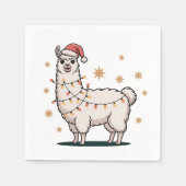 Llama Alpaca With Santa Hat And Christmas Light Servet (Voorkant)