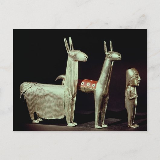 Llama, alpiaca en vrouw briefkaart (Voorkant)