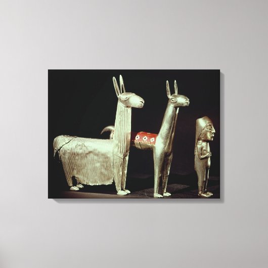 Llama, alpiaca en vrouw canvas afdruk (Voorkant)