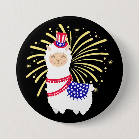 Llama American Juli 4 Ronde Button 7,6 Cm (Voorkant)