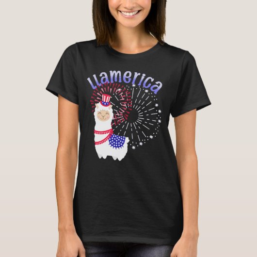 Llama American Juli 4 T-shirt (Voorkant)