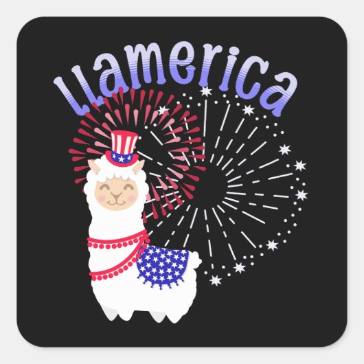 Llama American Juli 4 Vierkante Sticker (Voorkant)