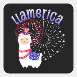 Llama American Juli 4 Vierkante Sticker