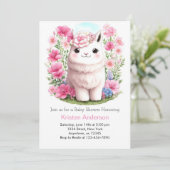 Llama avontuur wacht op roze meisje Baby shower Kaart (Staand voorkant)
