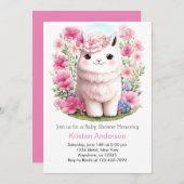 Llama avontuur wacht op roze meisje Baby shower Kaart (Voorkant / Achterkant)