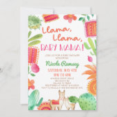 Llama Baby Mama Cactus Fiesta-Baby shower Kaart (Voorkant)