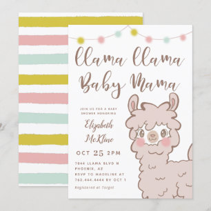 Llama Baby Mama Gender Neutral Shower Kaart