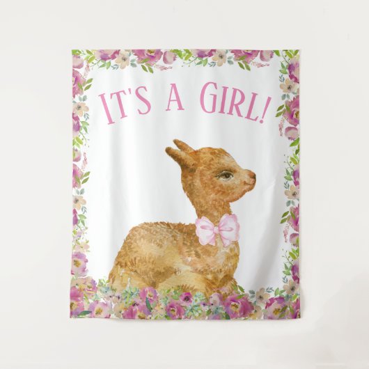 Llama Baby Shower Achtergrond Banner Wandkleed (Voorkant)
