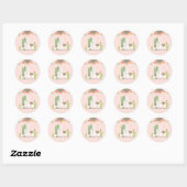 Llama Baby shower Alpaca Fiesta Mexican Cactus Ronde Sticker (Vel)