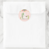 Llama Baby shower Alpaca Fiesta Mexican Cactus Ronde Sticker (Tas)