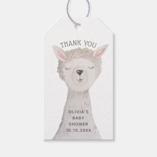Llama Baby Shower Bedankt   Watercolor Alpaca Cadeaulabel