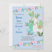 Llama Baby shower Blauw Llama Love Invitation Kaart (Voorkant)