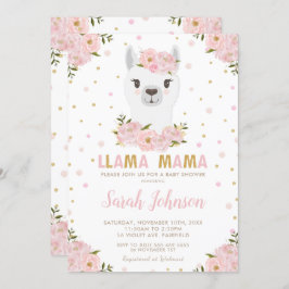 Llama Baby shower Blush Floral Kaart