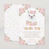Llama Baby shower Blush Pink Floral Bedankkaart (Voorkant / Achterkant)