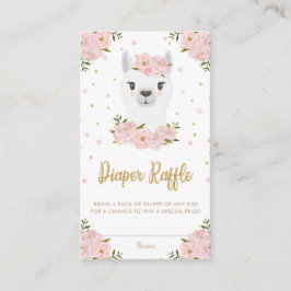 Llama Baby shower Blush Pink Floral Diaper Raffle Informatiekaartje