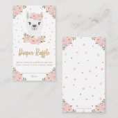 Llama Baby shower Blush Pink Floral Diaper Raffle Informatiekaartje (Voorkant / Achterkant)