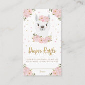 Llama Baby shower Blush Pink Floral Diaper Raffle Informatiekaartje (Voorkant)