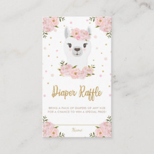 Llama Baby shower Blush Pink Floral Diaper Raffle Informatiekaartje