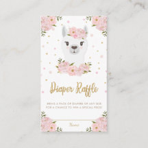 Llama Baby shower Blush Pink Floral Diaper Raffle