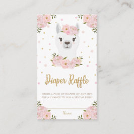 Llama Baby shower Blush Pink Floral Diaper Raffle Informatiekaartje